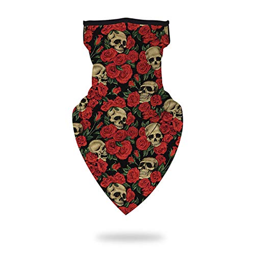 Trimming Shop Multifunktionales Halstuch Bandana Kopfbedeckungsschal mit Ohrriemen Gesichtsbedeckung Staubschutz für Unisex Outdoor Cycling Motorrad Rosy Totenkopf von Trimming Shop