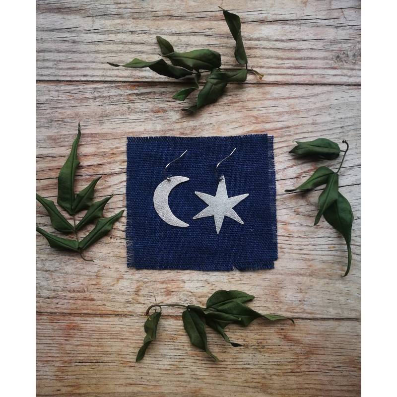 Brincos Estrela Und Lua Im Prata von TrincarUvas