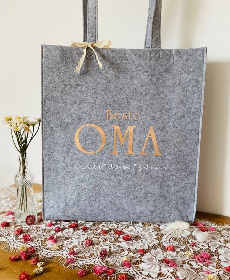 Filztasche/Shopper Beste Oma Mama Tasche Personalisiert/ Mit Name von TrinchensWERKELEI