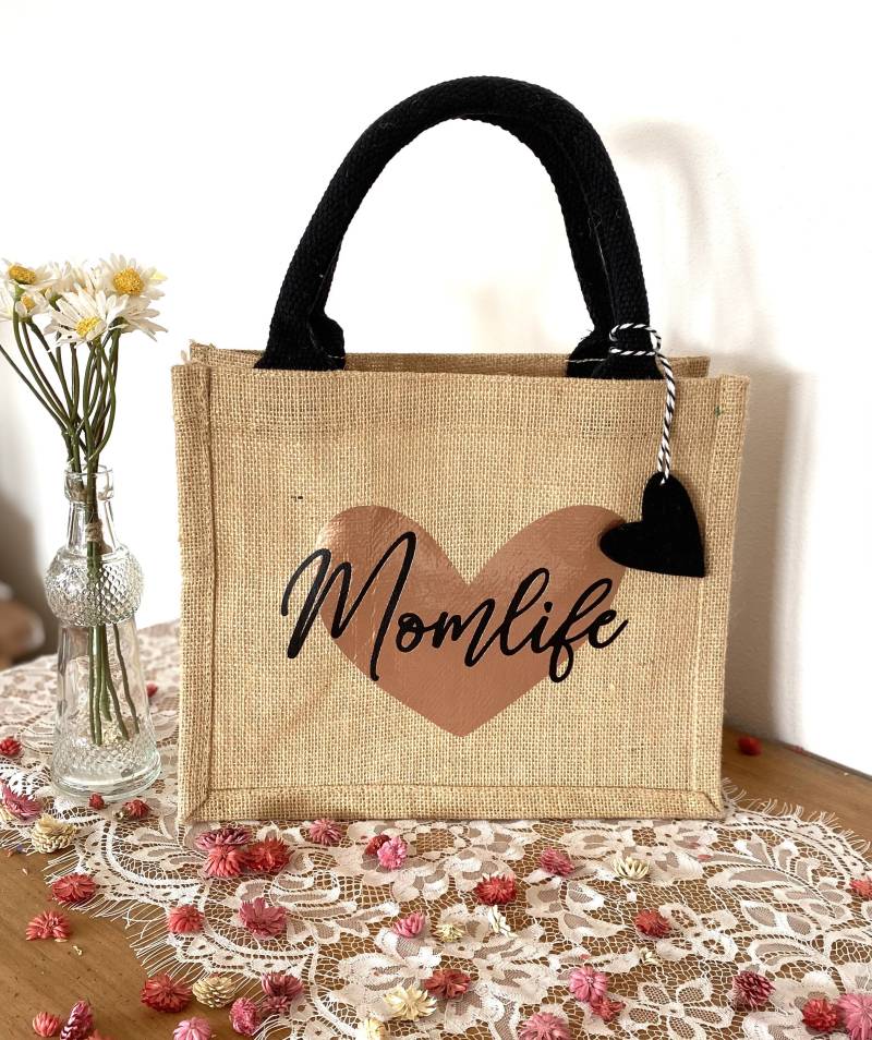 Jutetasche/Tasche Mit Namen Shopper Personalisiert Geschenkidee Jutebag Momlife von TrinchensWERKELEI