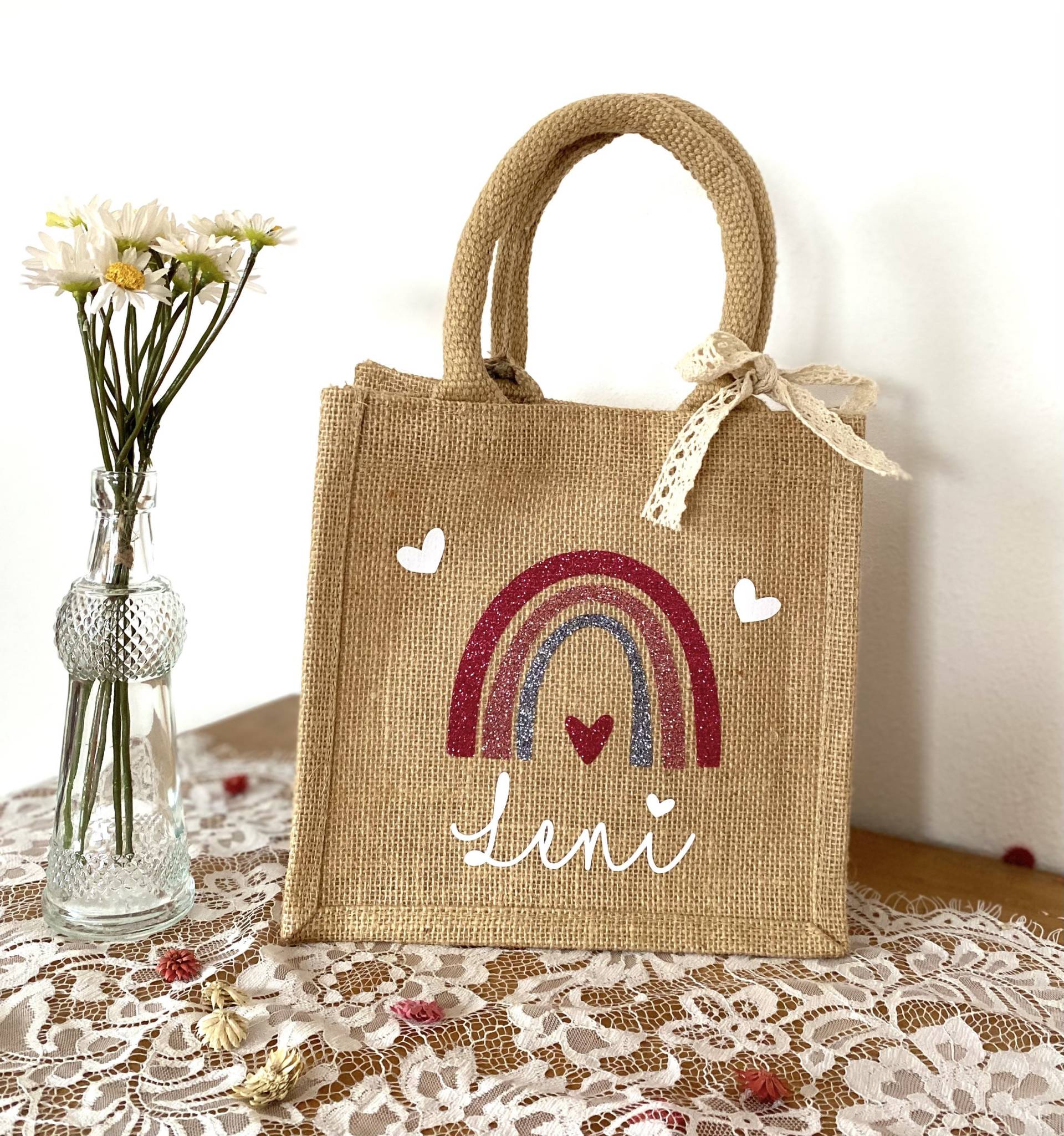Jutetasche Für Kinder/Personalisiert Tasche Personalisierte Geschenkidee Regenbogen von TrinchensWERKELEI