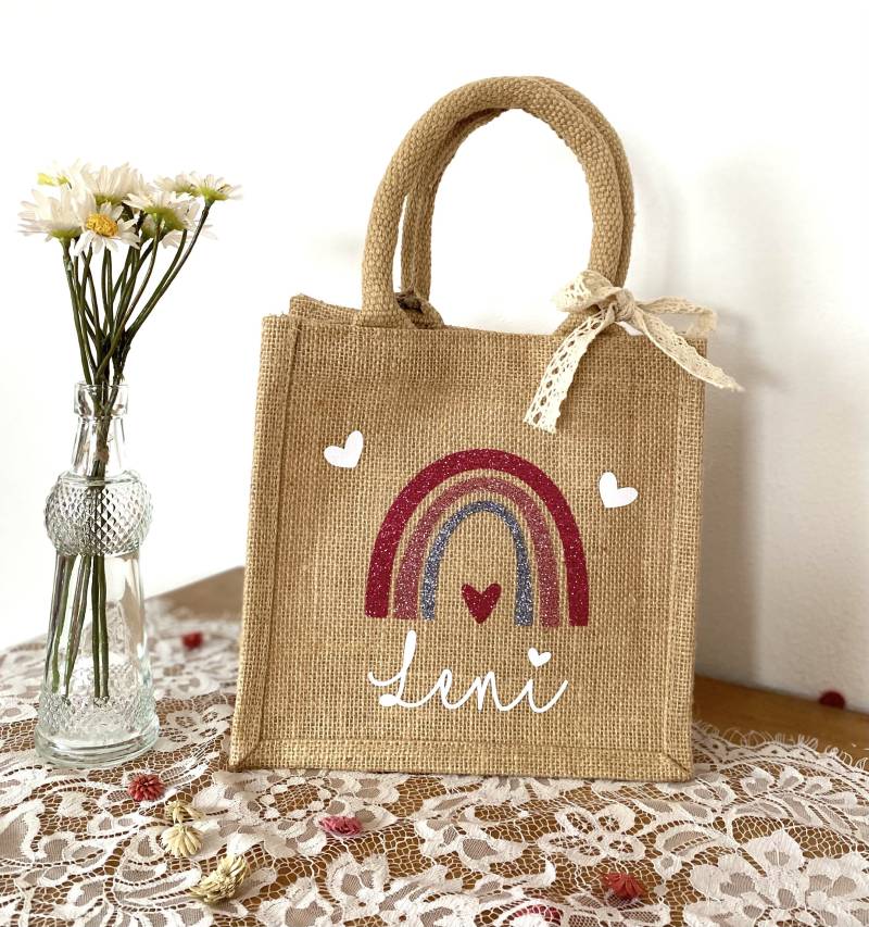 Jutetasche Für Kinder/Personalisiert Tasche Personalisierte Geschenkidee Regenbogen von TrinchensWERKELEI