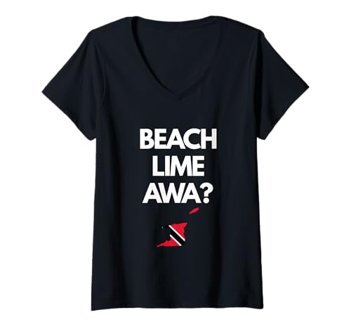 Damen Trinidad und Tobago Trini Flagge Funny Beach Lime Awa T-Shirt mit V-Ausschnitt Damen Trinidad und Tobago Trini Flagge Funny Beach Lime Awa T-Shirt mit V-Ausschnitt von Trinidad and Tobago Funny Slang Beach Lime Awa