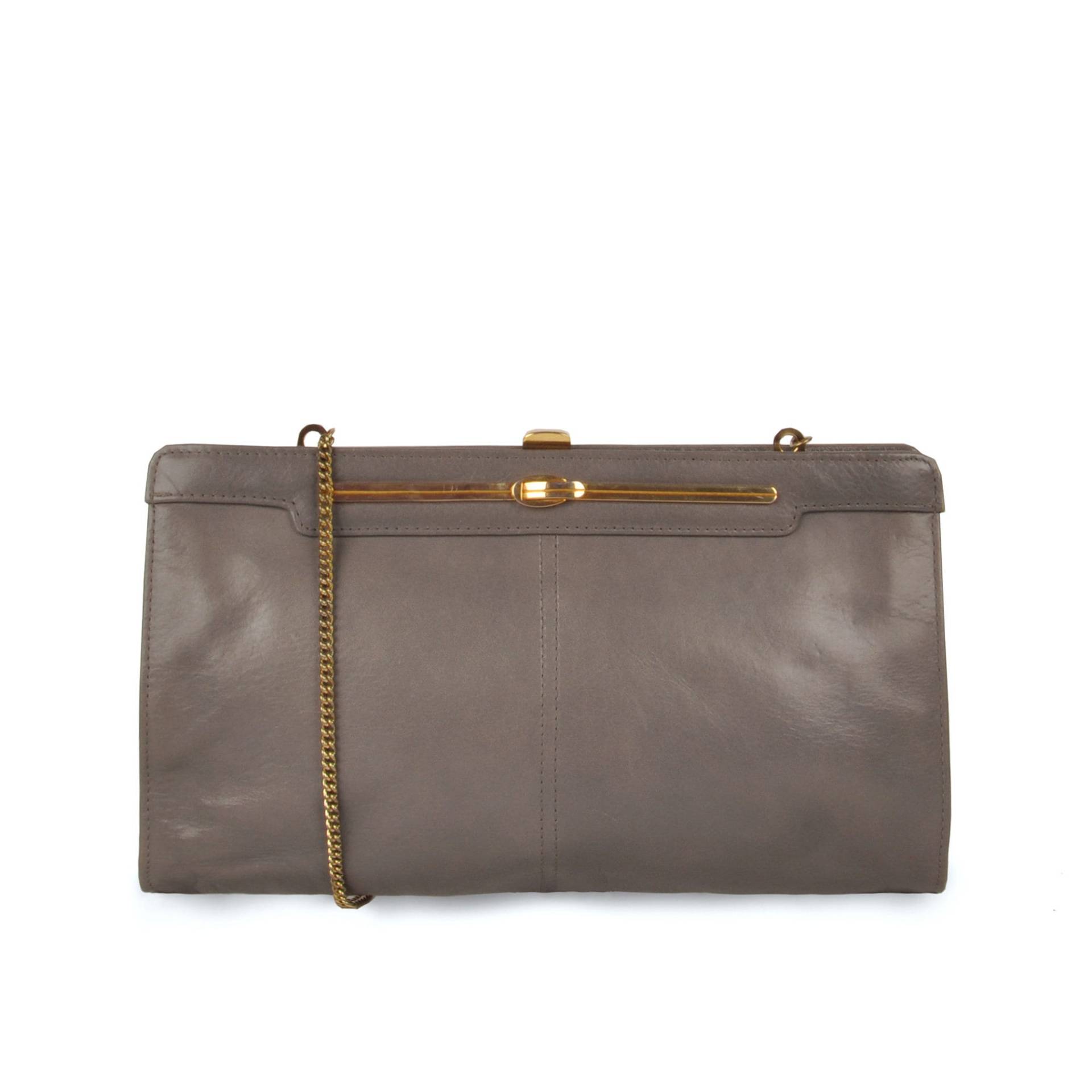 Vintage Graue Handtasche Mit Kettentragegurt | Trinidadvintage von TrinidadVintage