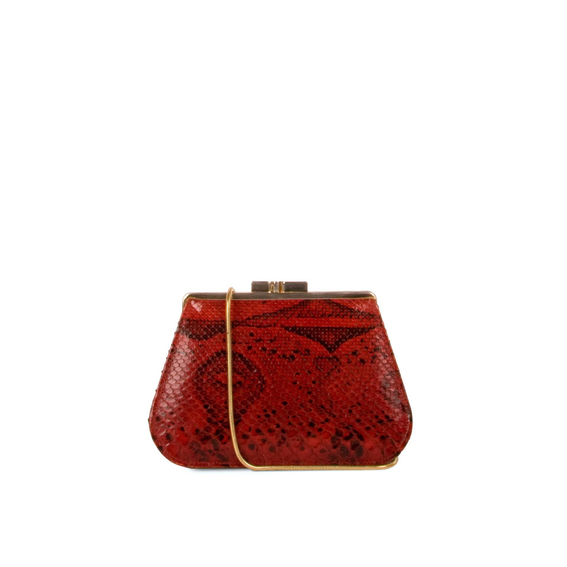 Rote Python Leder Handtasche - Vintage Original Statement Geldbörse Retro Chic Schultertasche Trinidadvintage von TrinidadVintage