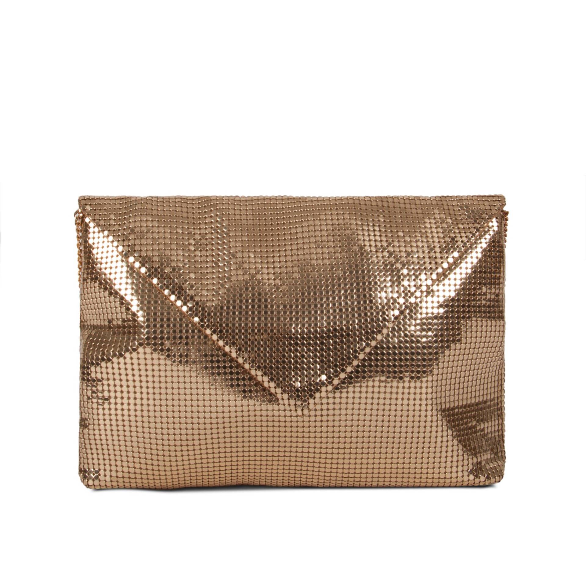 Weiß Goldfarbene Clutch Aus Metall Mit Briefumschlägen Von Mid Century von TrinidadVintage