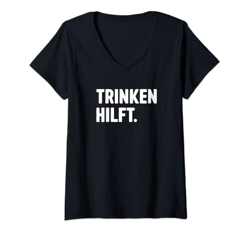 Damen Trinken Hilft T-Shirt mit V-Ausschnitt Damen Trinken Hilft T-Shirt mit V-Ausschnitt von Trinken Hilft Statement Geschenke Shop