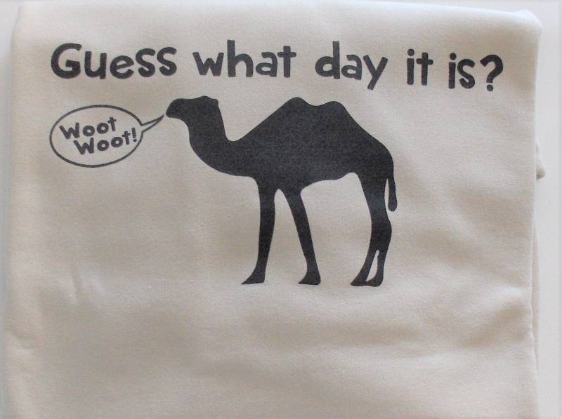 Camel "Guess What Day It Is" Gildan Sand Sweatshirt Mit Rundhalsausschnitt Camel "Guess What Day It Is" Gildan Sand Sweatshirt Mit Rundhalsausschnitt von TrinketsCrafters