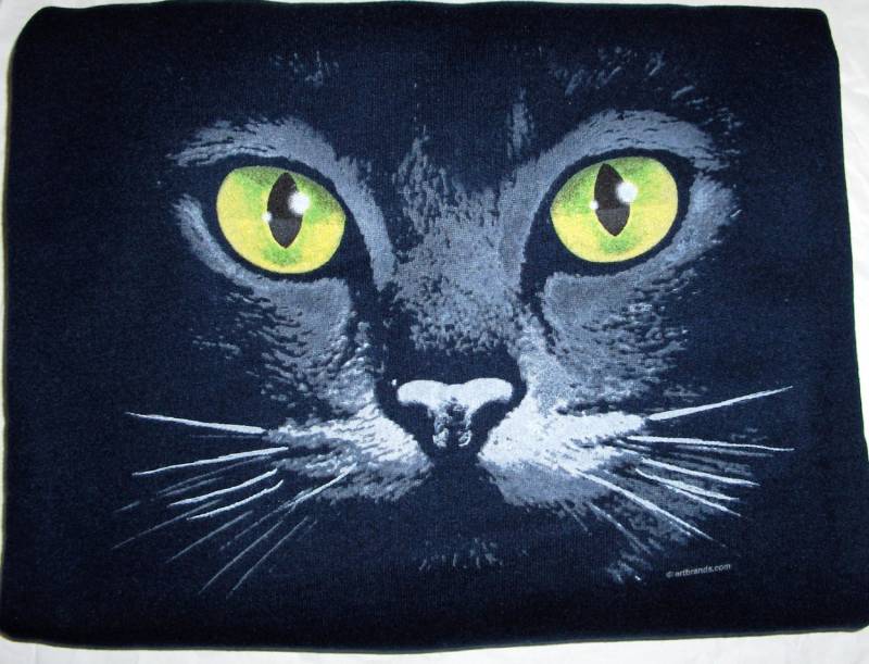 Grüne Augen Katze Gildan Schwarzes Sweatshirt Mit Rundhalsausschnitt Grüne Augen Katze Gildan Schwarzes Sweatshirt Mit Rundhalsausschnitt von TrinketsCrafters