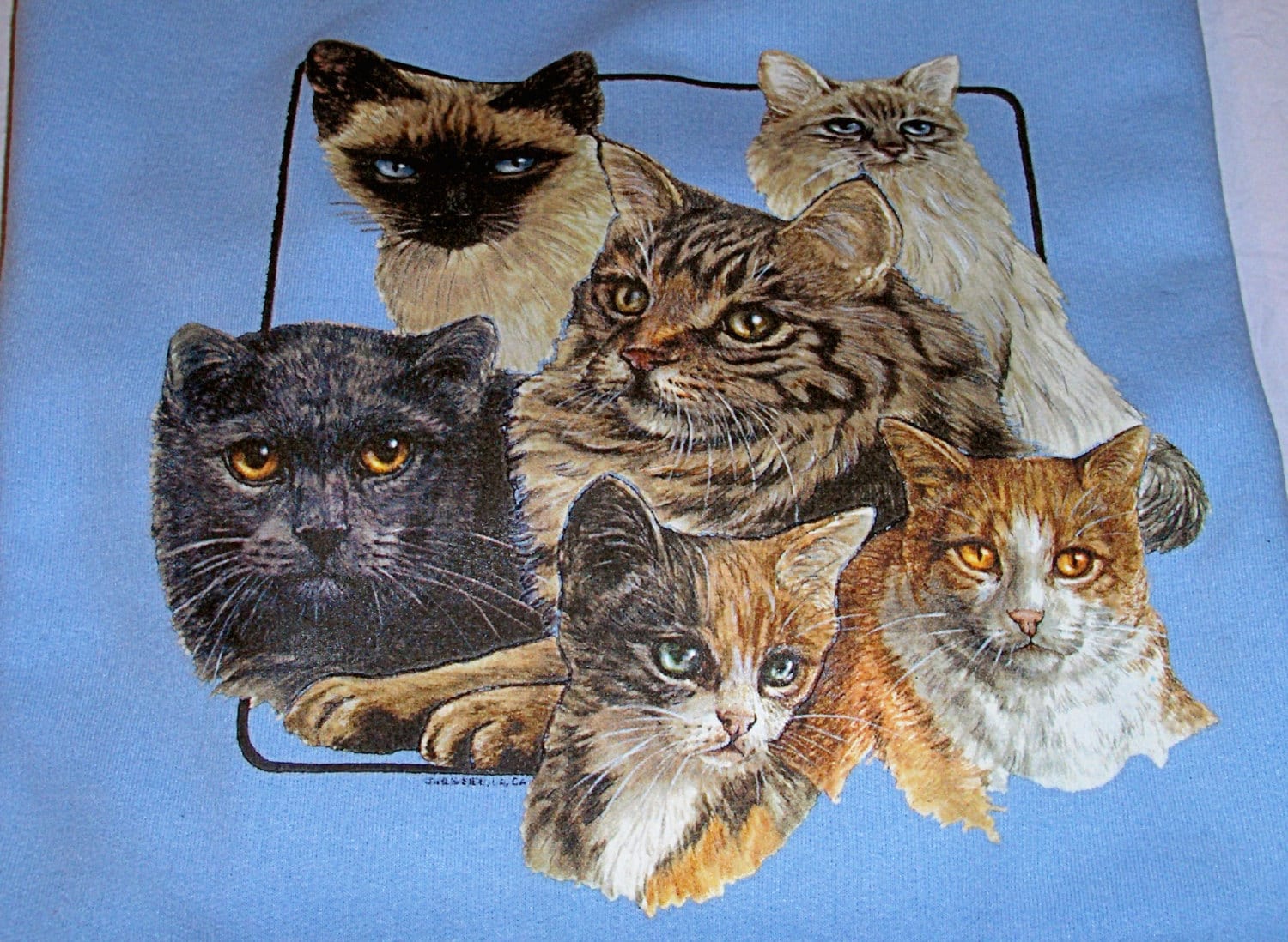 Katzen-Collage Gildan Blau Rundhals-Sweatshirt Katzen-Collage Gildan Blau Rundhals-Sweatshirt von TrinketsCrafters
