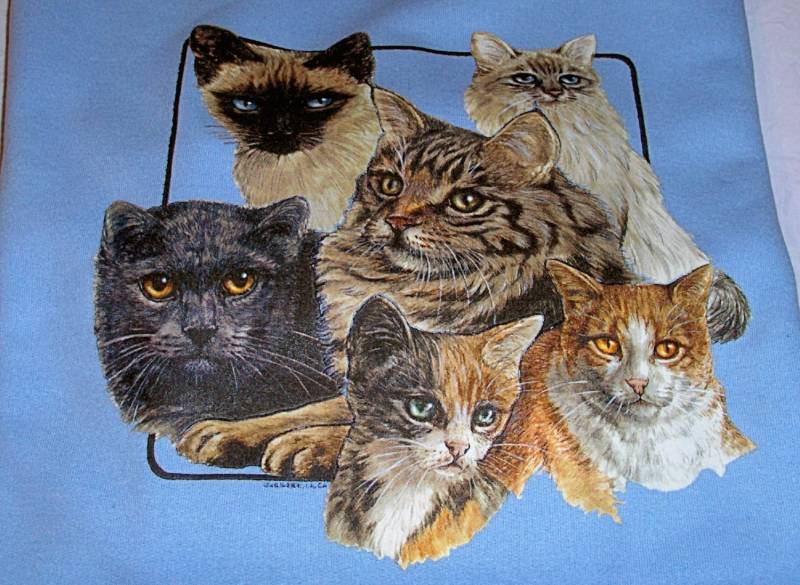 Katzen-Collage Gildan Blau Rundhals-Sweatshirt Katzen-Collage Gildan Blau Rundhals-Sweatshirt von TrinketsCrafters