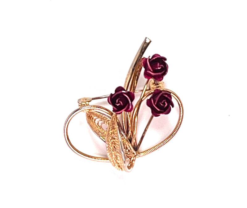 Rote Rosen Brosche/Goldene Brosche/Vintage Brosche/Rosenbrosche/Rosenstrauß Rote Rosen Brosche/Goldene Brosche/Vintage Brosche/Rosenbrosche/Rosenstrauß von TrinketsThroughTime
