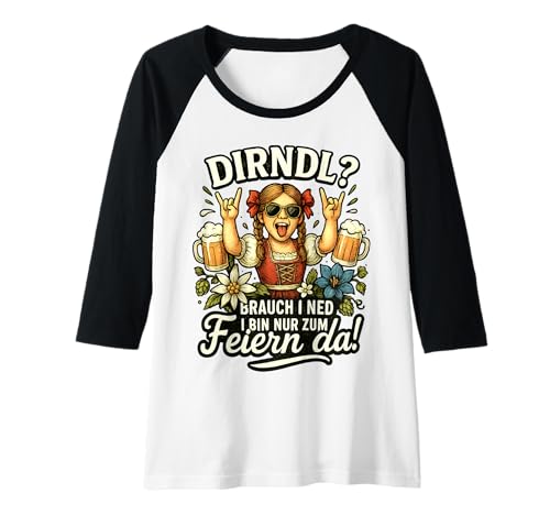 Damen Party Lederhosn Dirndl Ersatz Trinkspruch Lustig Oktoberfest Raglan von Trinksprüche Party Shirt Lustig Oktoberfest Tracht
