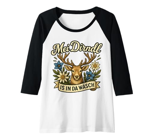 Damen Party Lederhosn Dirndl Ersatz Trinkspruch Lustig Oktoberfest Raglan von Trinksprüche Party Shirt Lustig Oktoberfest Tracht