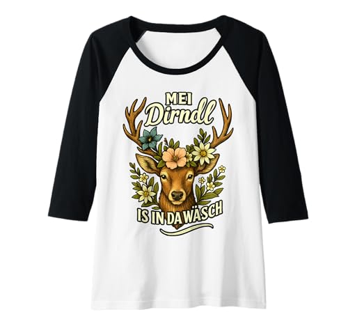 Damen Party Lederhosn Dirndl Ersatz Trinkspruch Lustig Oktoberfest Raglan von Trinksprüche Party Shirt Lustig Oktoberfest Tracht