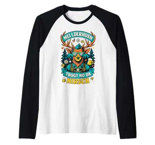 Party Lederhosn Dirndl Ersatz Trinkspruch Lustig Oktoberfest Raglan von Trinksprüche Party Shirt Lustig Oktoberfest Tracht