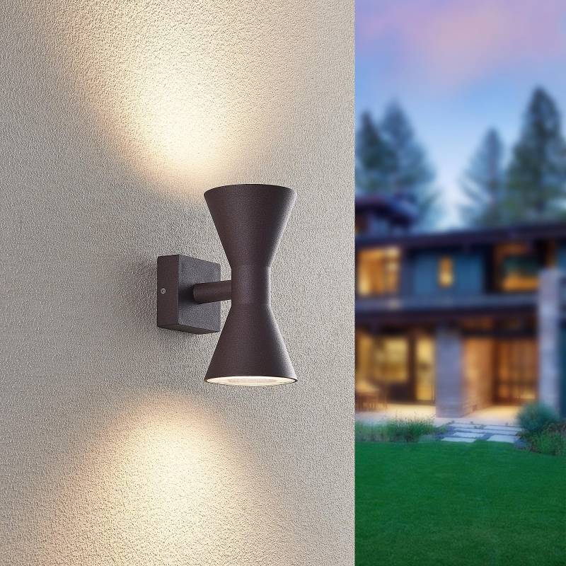 TRIO Leuchten Außen-Wandleuchte "ARDAS, up-and-down Licht Fassadenleuchte, exkl 2x GU10 max 10W, IP44" GU10 1 Stk. warmweiß - kaltweiß Outdoor Wandlampe in Sanduhr-Form, für Garten Terrasse Haustür Lampe von Trio Leuchten