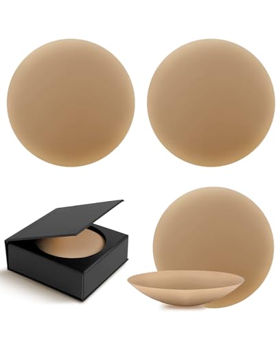 Tripetals 2 Paar Nippelpads Wiederverwendbar - Silikon Selbstklebende Nipple Cover für Damen Unsichtbar Brustwarzenabdeckung Atmungsaktiv Nipple Pads 8cm - Kaffeefarbe von Tripetals