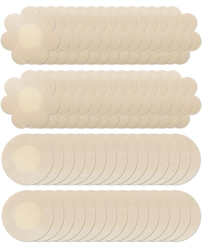 Tripetals Unsichtbare Nippelabdeckung wasserdichte Einweg Brust Aufkleber Nippel Cover Nippelpads - Round&Flower (30, Beige) Tripetals Unsichtbare Nippelabdeckung wasserdichte Einweg Brust Aufkleber Nippel Cover Nippelpads - Round&Flower (30, Beige) von Tripetals
