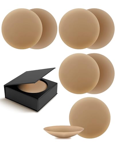 Tripetals 4 Paar Nippelpads Wiederverwendbar - Silikon Selbstklebende Nipple Cover für Damen Unsichtbar Brustwarzenabdeckung Atmungsaktiv Nipple Pads 8cm - Kaffeefarbe von Tripetals