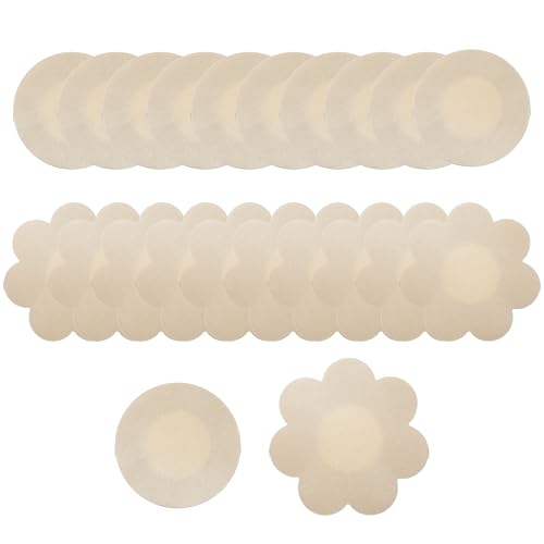 Tripetals 20 Paare Unsichtbare Nippelabdeckung wasserdichte Einweg Brust Aufkleber Nippel Cover Nippelpads - Round&Flower Tripetals 20 Paare Unsichtbare Nippelabdeckung wasserdichte Einweg Brust Aufkleber Nippel Cover Nippelpads - Round&Flower von Tripetals