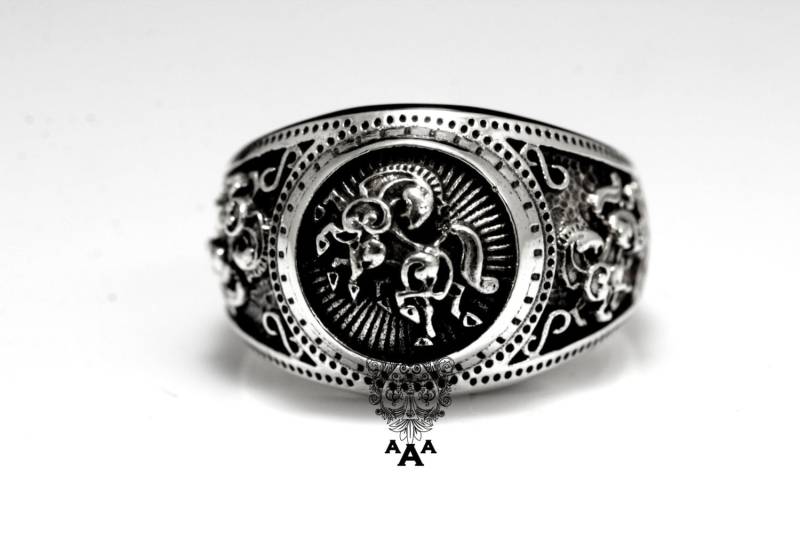 Sleipnir Ring, Sleipnir Pferd Wikinger Ring, Wikinger Ring, Sterling Silber 925 Schwarz Oxidiert von TripleAceStore