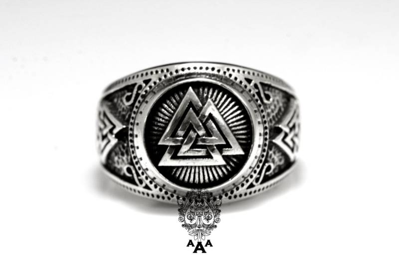 Valknut Wikinger Signet Ring, Ring, Wikinger Schmuck, Sterling Silber 925 Schwarz Oxidierend von TripleAceStore