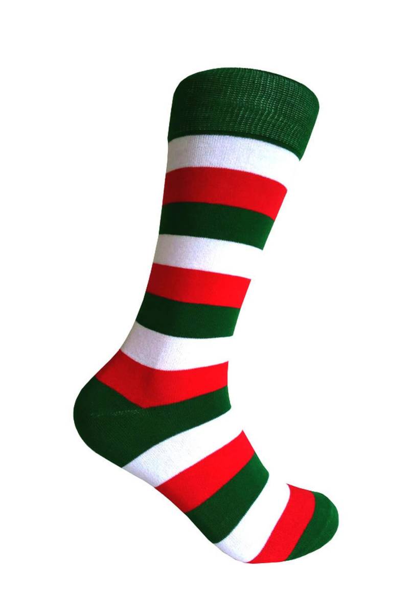 Herren Grün/Rot/Weiß Streifen Anzug Socken von Triplemplus