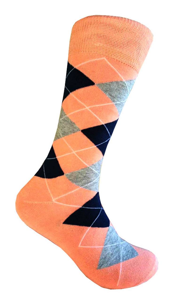 Herren Pfirsich Mit Marineblauen Und Grauen Argyle-Kleidersocken in Mehreren Paketen Herren Pfirsich Mit Marineblauen Und Grauen Argyle-Kleidersocken in Mehreren Paketen von Triplemplus