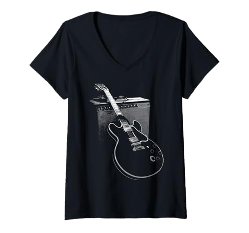 Damen Legendäres Blues-Gitarren- und Verstärker-Design. Geschenk für Gitarristen T-Shirt mit V-Ausschnitt Damen Legendäres Blues-Gitarren- und Verstärker-Design. Geschenk für Gitarristen T-Shirt mit V-Ausschnitt von Tripping Yarns
