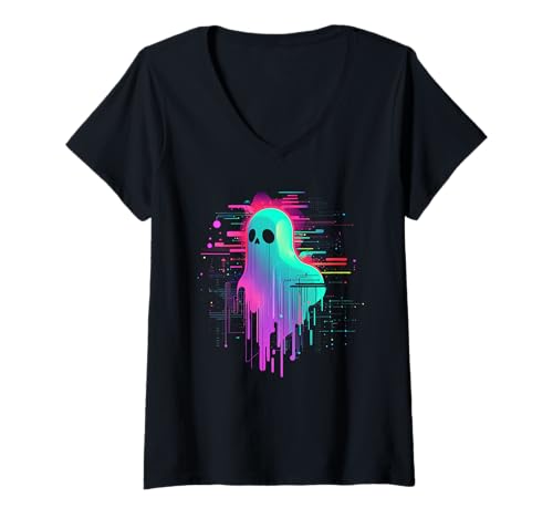 Damen Ghost Trippy Vaporwave Halloween Shirt - Perfekte Geschenkidee T-Shirt mit V-Ausschnitt Damen Ghost Trippy Vaporwave Halloween Shirt - Perfekte Geschenkidee T-Shirt mit V-Ausschnitt von Trippy Vaporwave Ghost Apparel Gifts