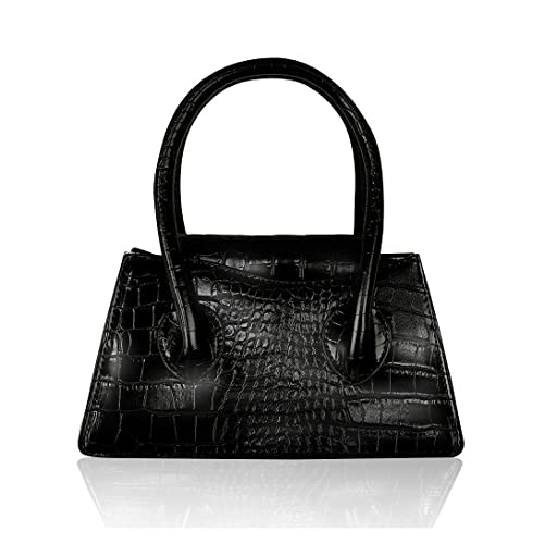 Niedliche kleine Crossbody Geldbörsen für Frauen Mädchen Trendy Tiny Geldbörse Top Griff Tasche Krokodil Schulranzen Handtasche, Schwarz von Trisapu