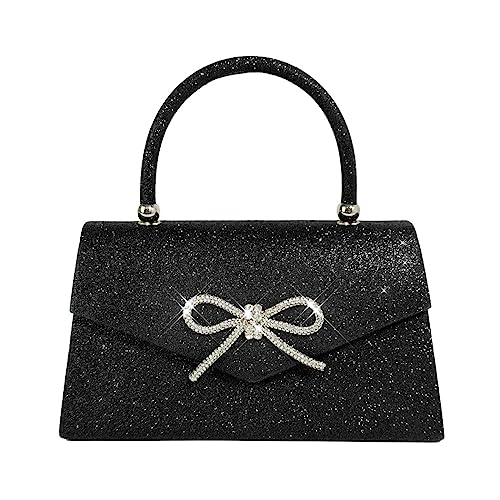 Trisapu Glitzernde Schleife Abendtasche Strass Hochzeit Geldbörsen für Frauen Glitzer Party Geldbörse Cocktail Abschlussball Clutch Handtasche, Schwarz von Trisapu