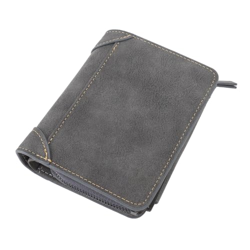 Trisar Herren-Geldbörse, PU-Leder, Reißverschluss-Design, Kurze Herren-Geldbörse, Vintage-Stil für den Täglichen Gebrauch (Gray) von Trisar