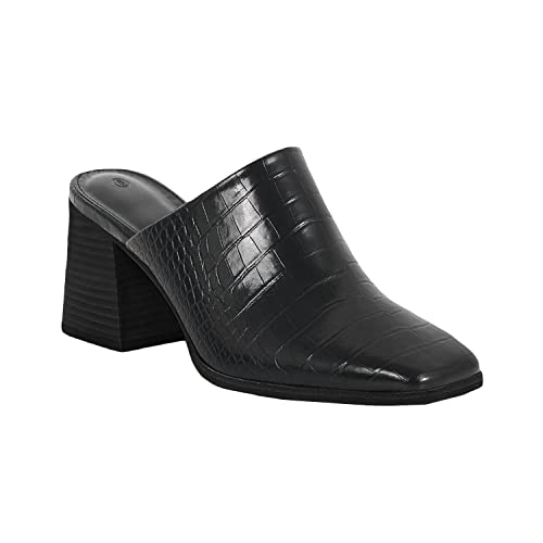 Trish Lucia Damen-Pantoletten mit klobigem Absatz und geschlossenem quadratischem Zehenbereich, Schlupfschuhe, lässig, rückenfrei, schwarz - cool black, 38 EU von Trish Lucia