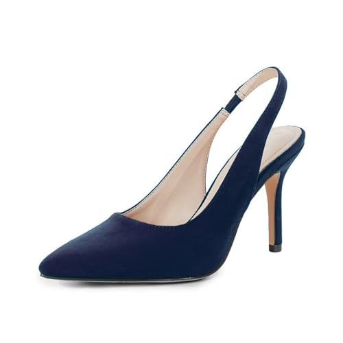 Trish Lucia Damen Slingback Spitze Stiletto Pumps Slip-on High Heels Büro Lady Sandalen Party Prom Dress Schuhe, navy, 36 EU von Trish Lucia