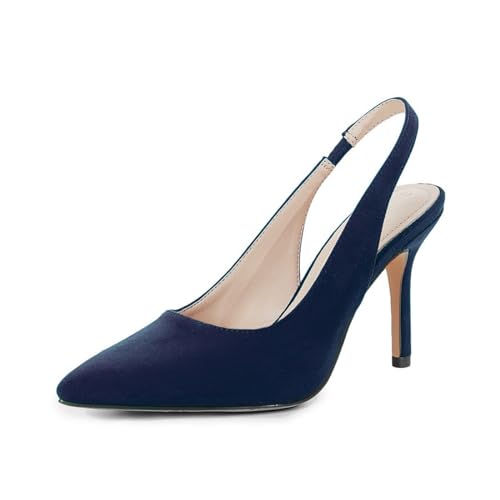 Trish Lucia Damen Slingback Spitze Stiletto Pumps Slip-on High Heels Büro Lady Sandalen Party Prom Dress Schuhe, Navy, 39 EU von Trish Lucia