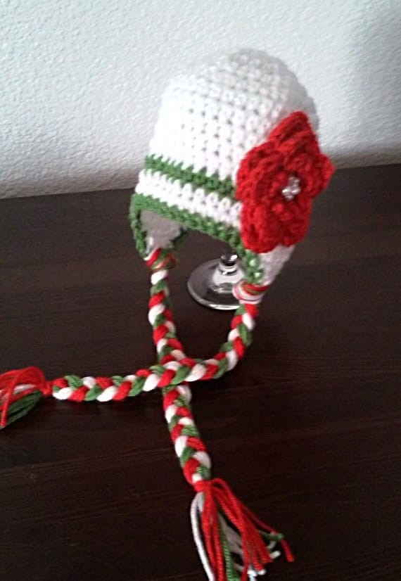 Häkeln Sie Mädchen Hut, Gehäkelte Neugeborene Mütze, Weihnachten von TrishasCreations0