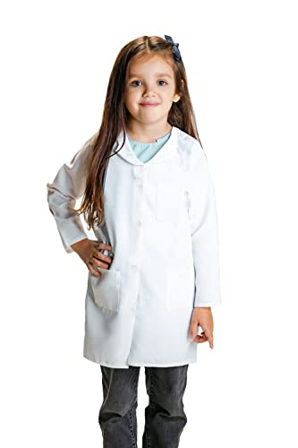 Labormantel für Kinder Unisex Arztkitel Laborkitel Farbe Weiß mit Knöpfen und drei Taschen Kostüm Baumwolle Schutzkleidung Junge Mädchen Langarm Laborkitel Medizin Arbeit Studium, Größe 128 von Triton Style