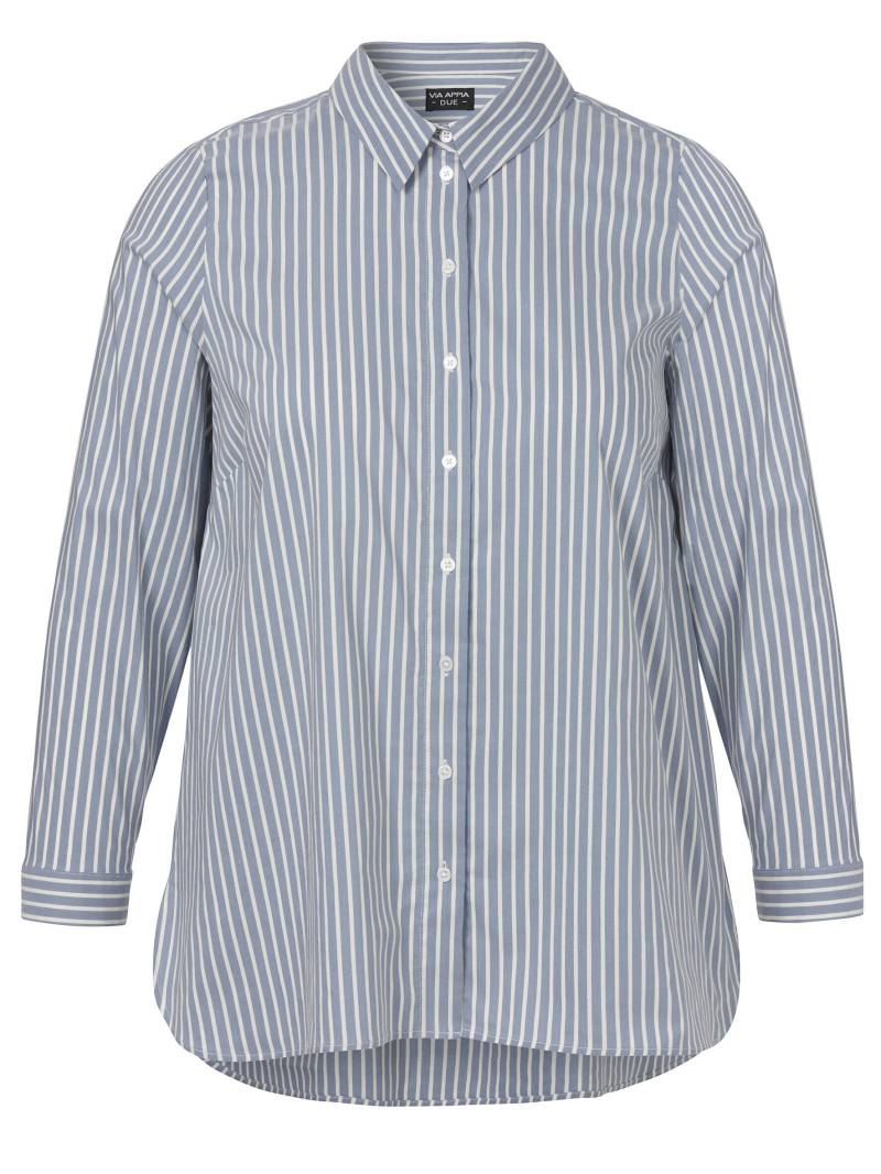 VIA APPIA DUE - Bluse Hemdkragen 1/1 Arm Streifen bleu / creme - Gr. - 50 von VIA APPIA DUE