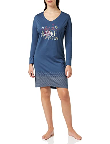 Triumph Damen Nightdresses Ndk Lsl 10 Co/Md Nachthemd, Blue - Dark Combination, 36 EU von Triumph