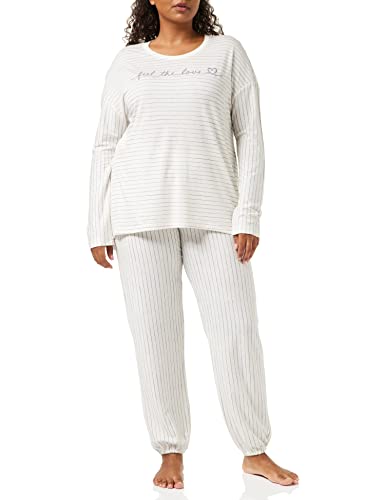 Triumph Damen Pk Lsl 10 Co/Md Pyjamaset, White - Dark Combination, 38 EU von Triumph