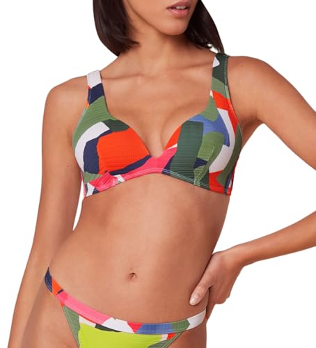 Triumph Damen Summer Expression P 02 pt Bikini top, Green - Dark Combination, 38C von Triumph