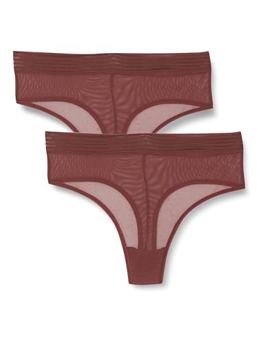 Triumph Damen Tempting Sheer Highwaist String 2P Briefs, Decadent Chocolate, XS von Triumph