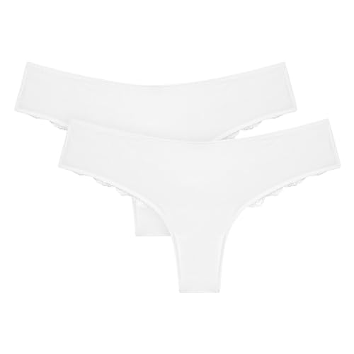 Triumph Damen Lovely Micro Brazilian String 2P Briefs, Weiss, M von Triumph