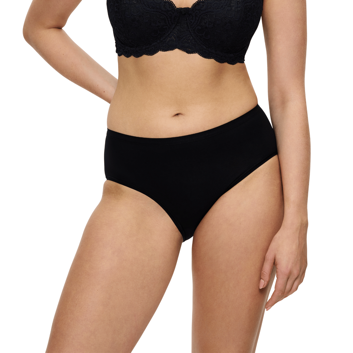 Triumph Sense Of Cotton Midi Slip, Schwarz, Größe: 38, Damen von Triumph