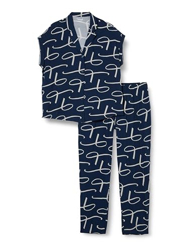 Triumph Women's Boyfriend Fit PW 01 Pajama Set, Blue-Dark Combination, 36 von Triumph