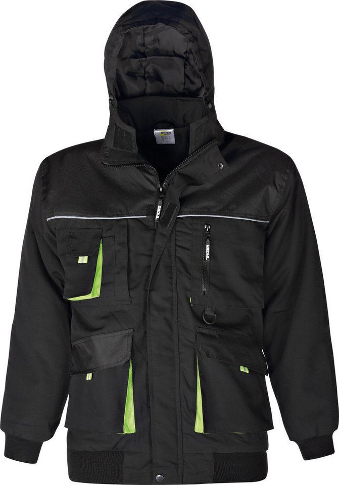 Triuso Winterjacke Power Herren Arbeitsjacke schwarz mit abnehmbarer Kapuze Outdoor von Triuso