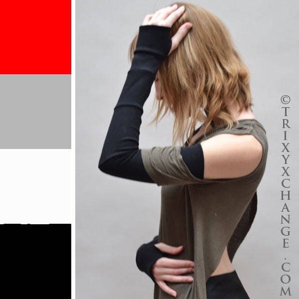 Arthritis Armstulpen Schwarz Lange Grau Weiß Patchwork Baumwollhandschuhe Picc Linen Covers - Trixy Xchange von TrixyXchangeDotCom