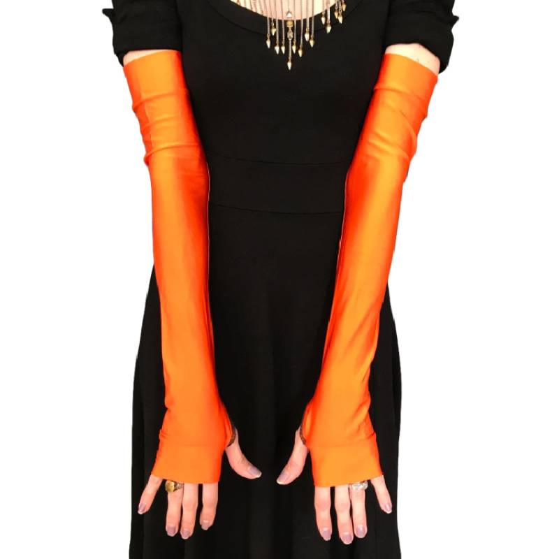 Damen Cosplay Kostüm Handschuhe Superheldin Lange Orange Armstulpen Handbedeckungen - Trixy Xchange von TrixyXchangeDotCom